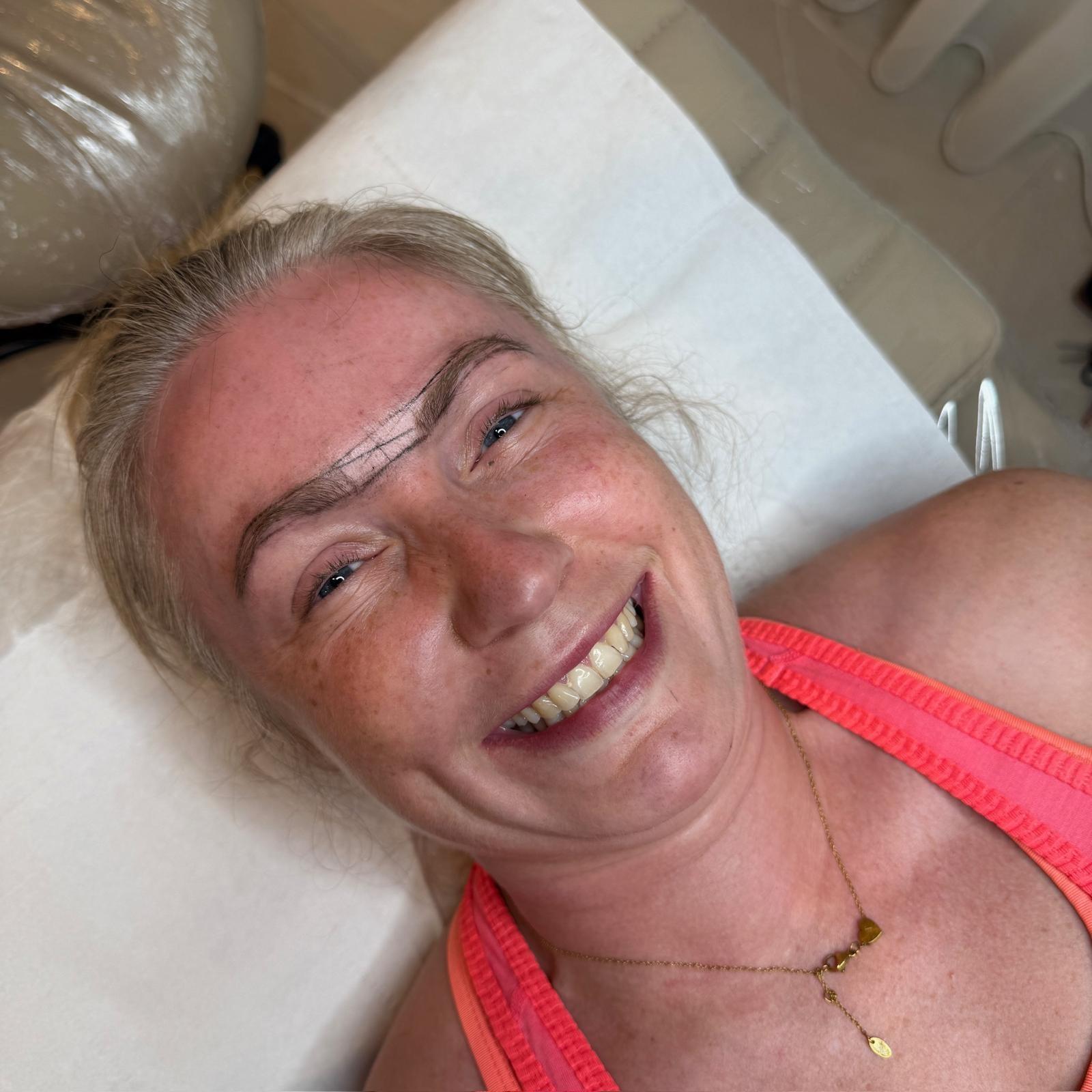 Combination brows being mapped at Brows By Jo